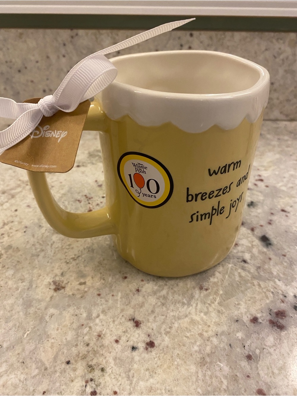 Rae Dunn Disney Winnie the Pooh Yellow and White Ceramic Mug NWT - Picture 5 of 6